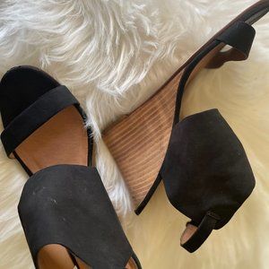 Halogen Black Stacked Wedge Heels